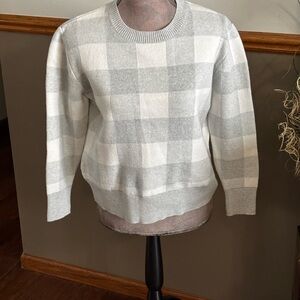 L.L. Bean Gray and White Plaid Women's Sweater